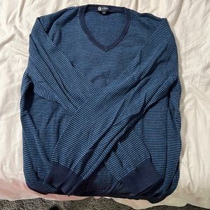 J.Crew Large Blue Striped V-Neck Sweater